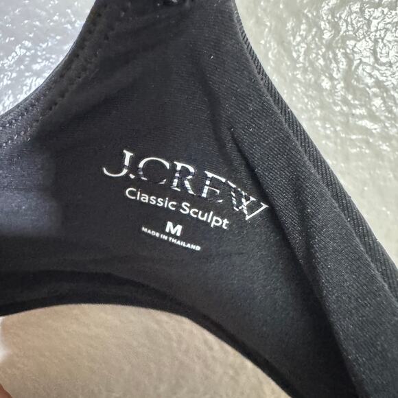J.Crew Classic Sculpt Lana Bikini Top SZ M Black V-Neck Removable Pad Adjustable - Picture 4 of 8